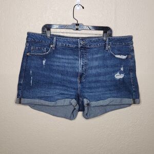 Old Navy Cuffed Shorts Womens 22 Blue Denim Secret Smooth Pockets OG Straight